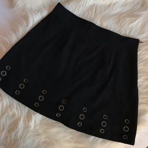 Suede Grommet Mini Skirt